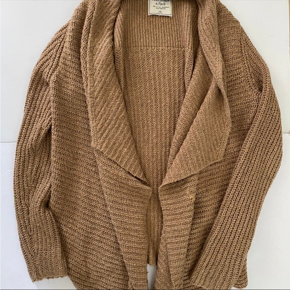 Abercrombie & Fitch Womens Knit Open Front Cardigan Sweater Camel Size M - Picture 5 of 9